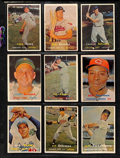 Lot Of 57 1957 Topps Baseball Cards w. Gil Hodges
